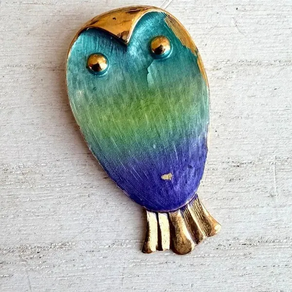 Vintage Colorful Owl Brooch - Image 5