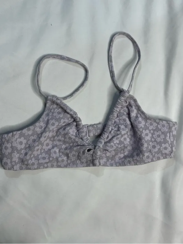 aerie Lavender Floral Lace Bikini Top - Image 4