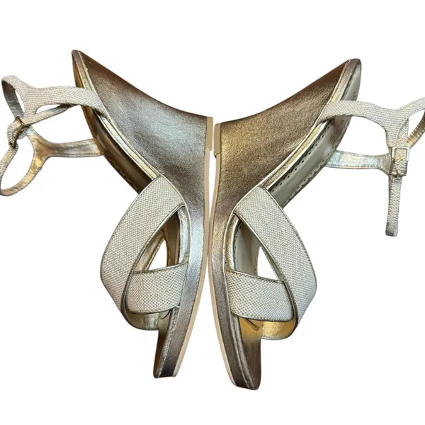 Lilly Pulitzer Shoes Womens Size 9.5 Gold Wedge Strappy Sandals‎ Ankle Strap - Image 6