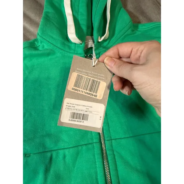 NWT Everlane Track 100% Organic‎ Cotton Full Zip Hoodie Crop Jade Green Size XXS - Image 5
