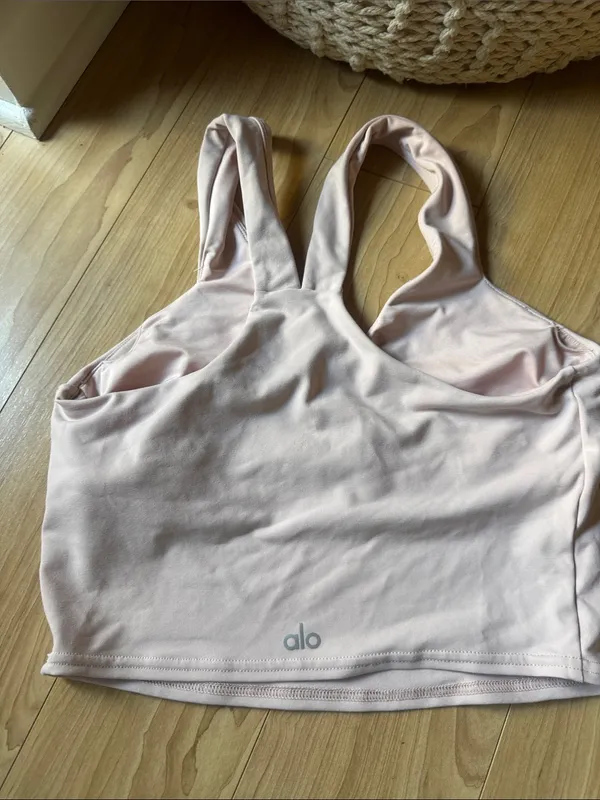 ALO Yoga Light Pink V-Neck Sports Bra - Image 3