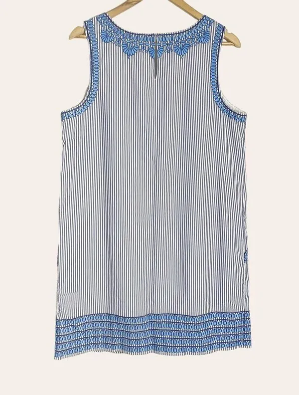 Vineyard Vines Floral Striped Embroidered Shift Dress Size 12 - Image 5