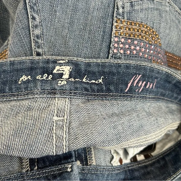 7 for All Mankind Rhinestone Pocket Bootcut Denim‎ Blue Jean Size 29 - Image 6