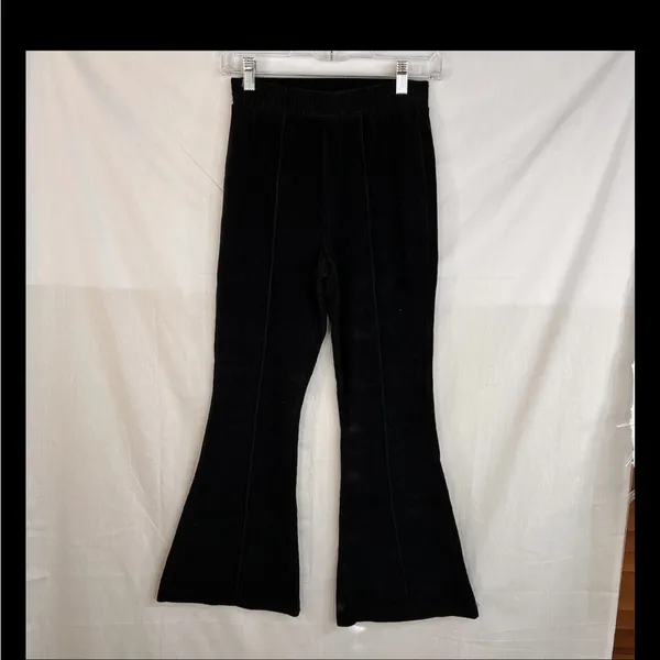 AERIE Womens Black Flare Corduroy Velvet Pant Sz XS Athletic Casual 38x 27 Comfy - Image 3