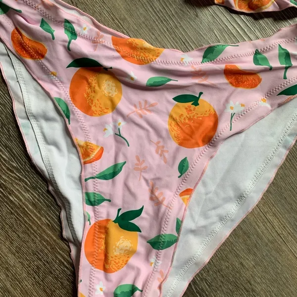Pink Orange and Floral String Triangle Bikini XL - Image 2