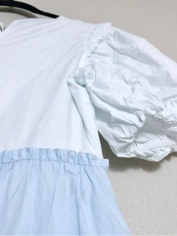 English Factory Colorblock Tiered Ruffled Mini Dress M Blue White Ombre Ruffle - Image 12