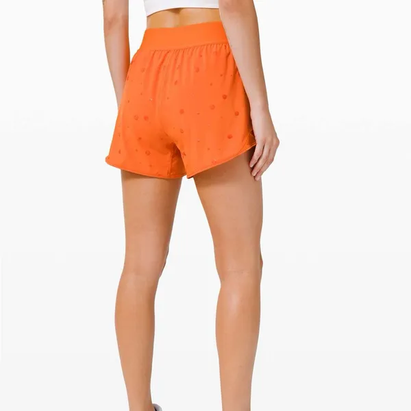 Lululemon Hotty Hot Short 4" *Logo Poco Logo Foil Amber Orange Size 4 - Image 4