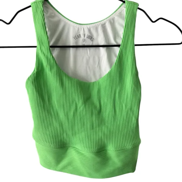 Year of Ours Gym Crop Bra Ribbed Tank‎ Neon Kiwi Green XS - Image 4