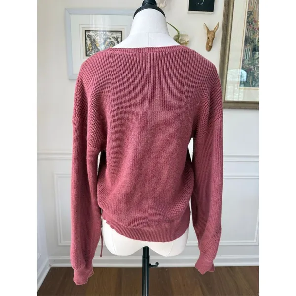 Gentle Fawn Balletcore Mauve Tulip Pink Crossfront Sweater L - Image 2