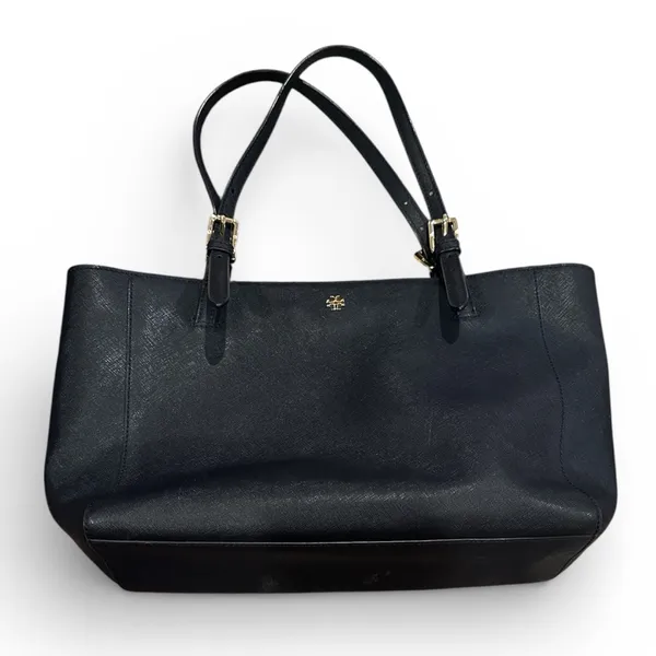 Tory Burch Emerson small saffiano leather careerwear office buckle blue tote bag - Image 2