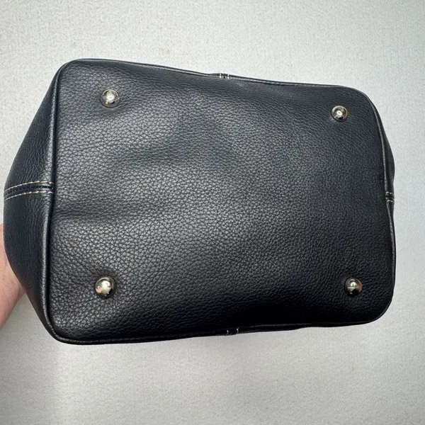 Tignanello Black Genuine Leather Satchel Handbag Buckle Top Handle Y2K - Image 9