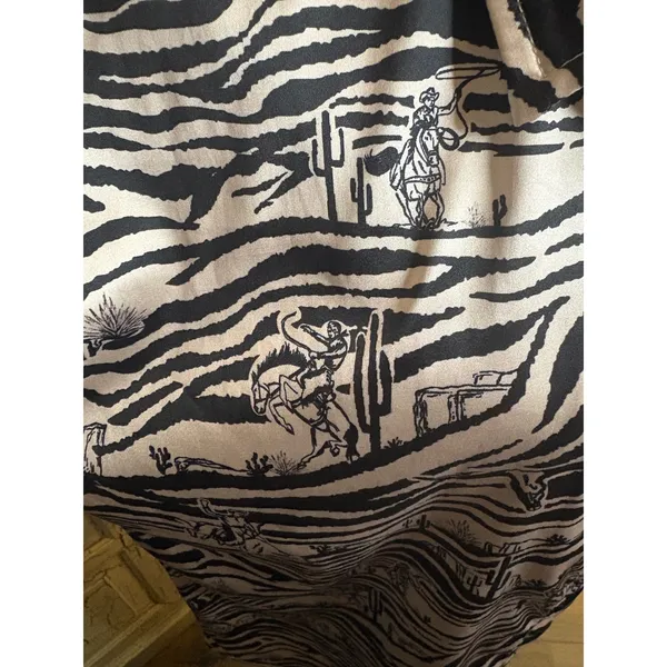 Two 2 Fly Womens Zebra Cowboy Print Button Down Shirt Western Desert Toile Med - Image 7