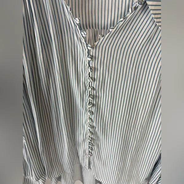 FREE PEOPLE Modern Muse Striped High Low Blouse Size Small Oversized EUC 631‎ - Image 3