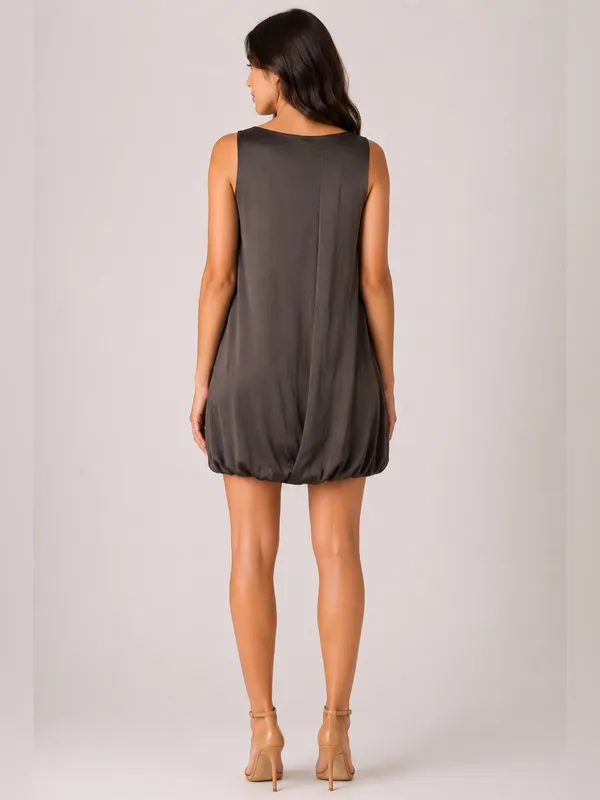 Brochu Walker Brown Silk Lined Sleeveless Bubble Hem Dress - Image 2