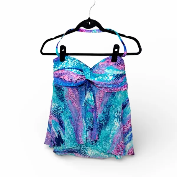 Beach Diva Mesh Halter Baby Doll Mermaid Fairy Ruffle Top Swimsuit Top Sz 12 - Image 2