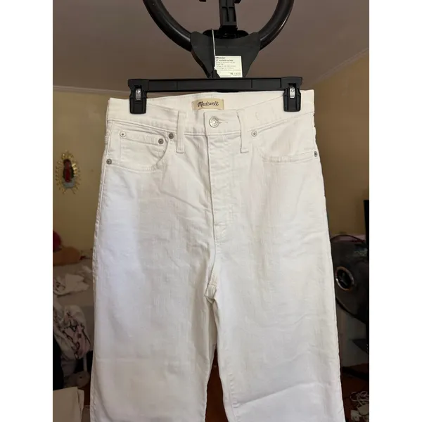 Madewell Slim Wide Leg‎ Crop Jeans Size 27 White High Rise - Image 5