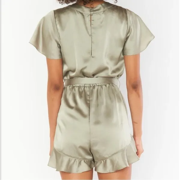 NWT Show Me Your Mumu Say I Do Satin Romper Small Green Bridal Wedding Feminine - Image 3