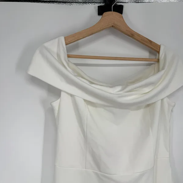 Lulus Off the Shoulder Mermaid Maxi Dress Size XL White Wedding Elopement - Image 3