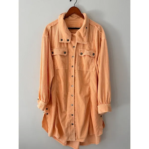 We The Free Peach Snap Button Up Sweater Medium - Image 5