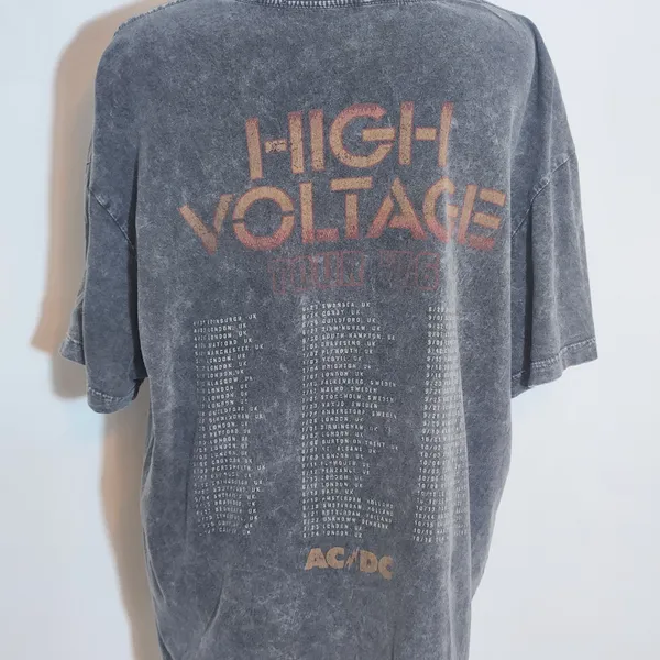 AC/DC Gray Distressed T-Shirt Size Small/Medium Unisex ACDC Tee - Image 6