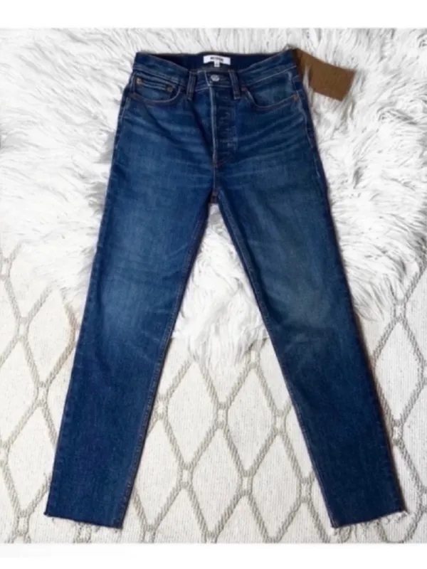 NWT Revolve x RE/DONE High Rise Button Front Ankle Crop Jeans - Image 7