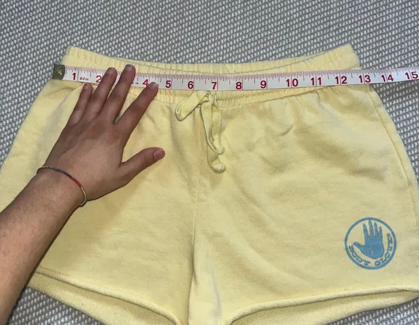 Body Glove Womens Pastel Yellow Raw Hem Sweat Shorts Sz Xs Blue Logo - Image 4