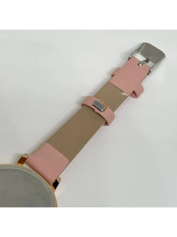 Women’s cat dial gold tone women’s watch 32mm quartz analog pink leather running - Image 7