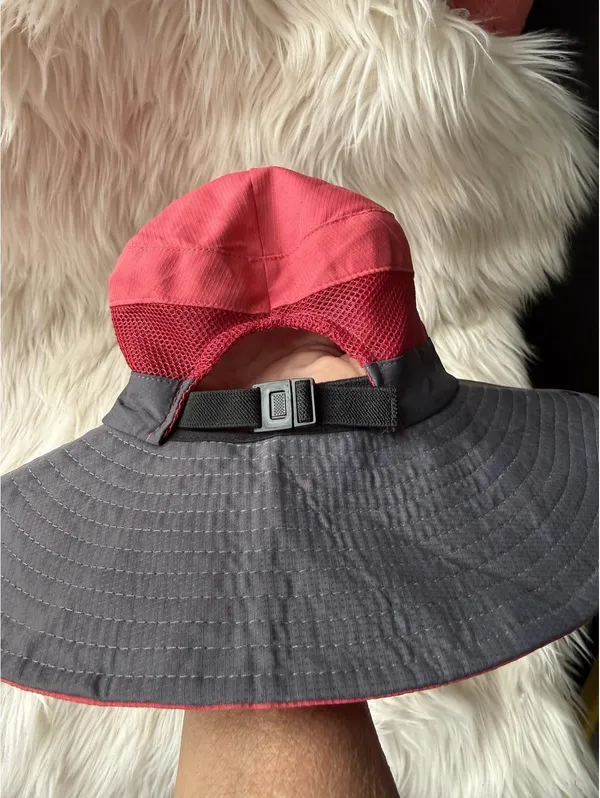 Sun Shade Wide Brim Outdoor Hat - Red and Gray - Image 6