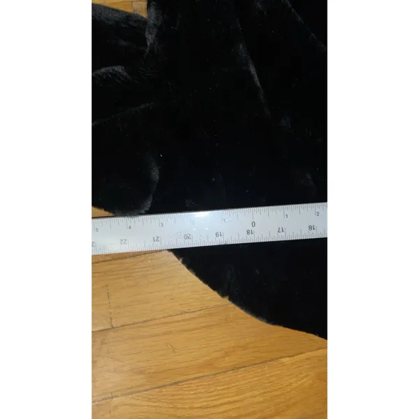 Vintage Faux Women Fur Coat Double Breasted Gold Clover Buttons Long Length M-L - Image 9