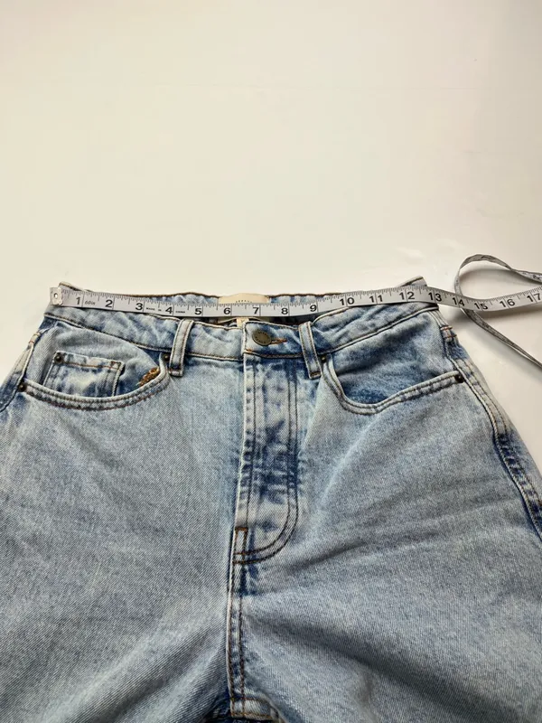 Sezane Denim Jean Womens‎ US 4 Mid-rise Tapered Straight Button Fly Bleach Blue - Image 6