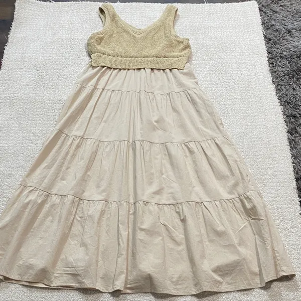 Versona Cream Tiered Midi Skirt Size S 100% Cottow - Image 12
