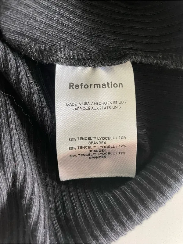 Reformation Paige Ribbed Knit Scoop Neck Long Sleeve Crop Top Black S - Image 5