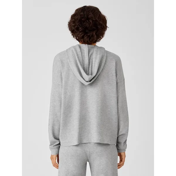 Eileen Fisher‎ Hoodie Waffle Knit Top Womens Medium Loungewear Boxy - Image 2