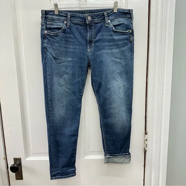 Silver Avery Skinny Crop denim jeans women's 34 x 25 - Image 3
