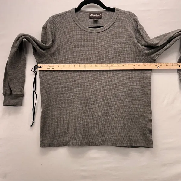 Eddie Bauer Waffle Knit Thermal Shirt‎ Gray Small - Image 9