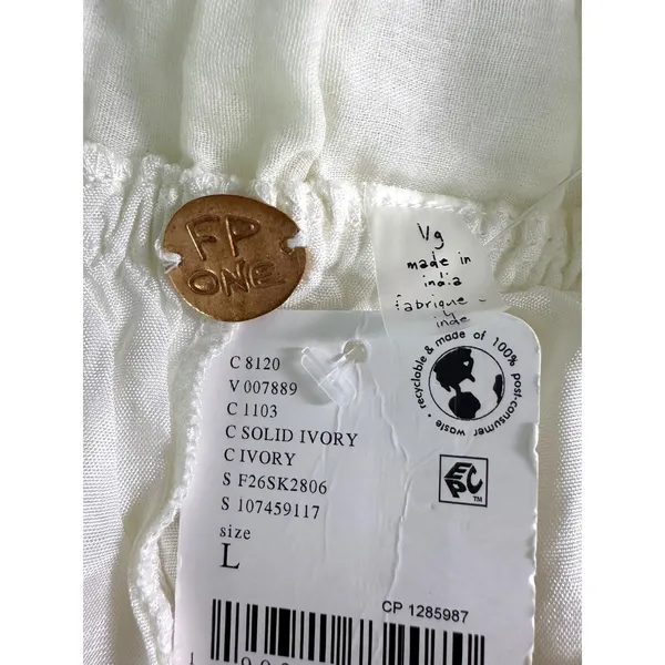 Free People FP One Bohemian Fairy Kaia Asymmetrical Midi Skirt Ivory Large NWT - Image 7
