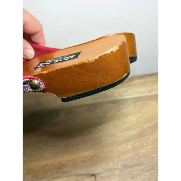 Vintage Japanese Geta Wooden Platform Sandals Purple Asanoha 7 - Image 9