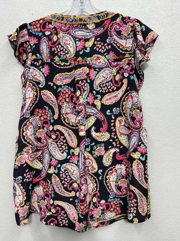 Emily Wonder Women's Blouse Size Medium Paisley Floral Embroidered Peasant Boho - Image 2