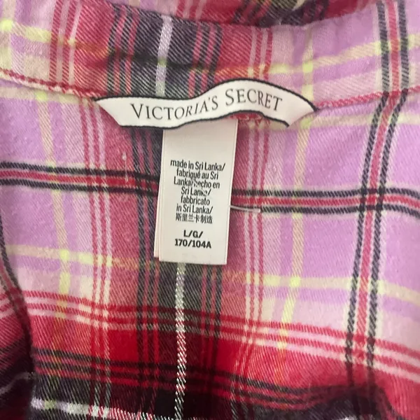 Victoria's Secret Pink and‎ Red Plaid Nightshirt Size Large - Image 3
