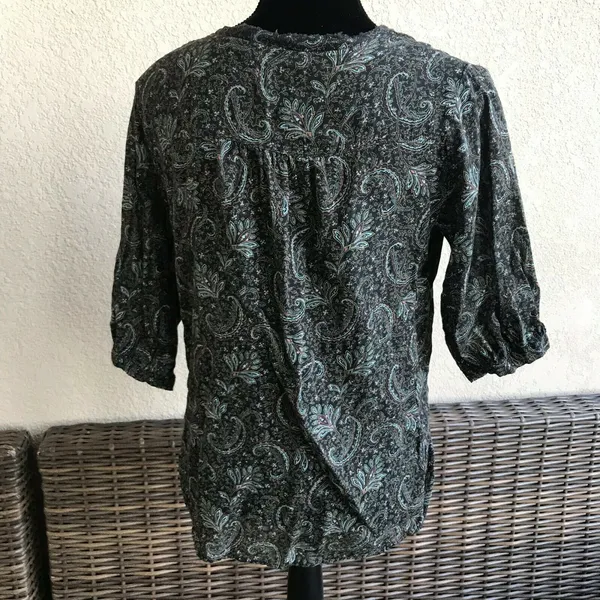 Denim & Supply Womens Blouse‎ Size XS Ralph Lauren Lace Up Paisley Ruffle Poet - Image 6