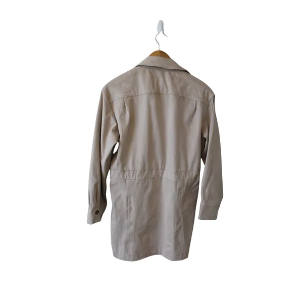 Zara Woman beige faux suede button front camel brown Duster Coat Jacket SZ M‎ - Image 2