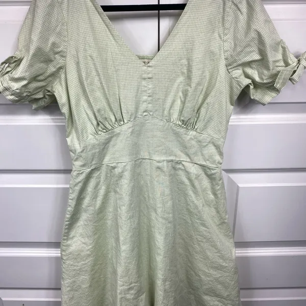 Copper Key Spring Fit Flare Midi Dress Babydoll Cottage Core Coastal Spring Retro Gingham - Image 2