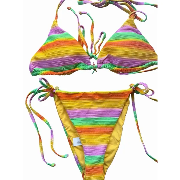 NEW Dippin Daisy’s Palm Triangle Bikini Top & Bindi Cheeky Bottom SET Shimmer - Image 4