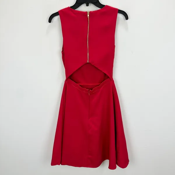 Lulus Just Us Red Skater Mini Dress Sleeveless A Line Backless Cutout XS NWT - Image 11