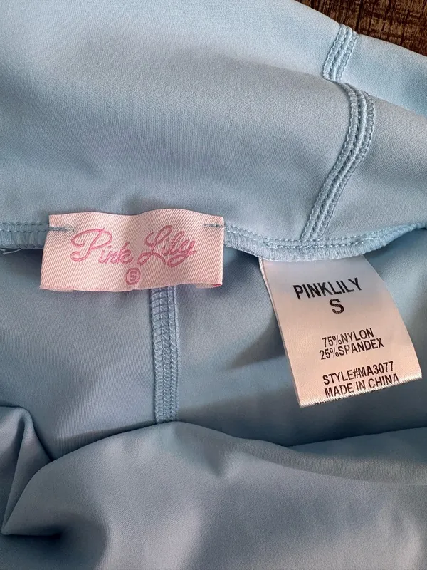 Pink Lily Blue Pleated Activewear Set - Image 3