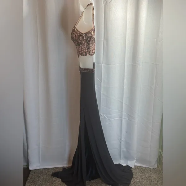 Sherri Hill Shimmery Sleeveless Two Piece‎ Dress 50157 Metallic Pink Beaded Prom - Image 6