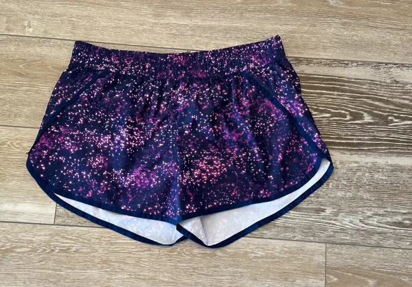 Champion Woman’s Sz L Athletic Shorts Navy Blue w Space Dye Galaxy Print - Image 2