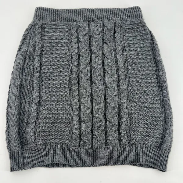 Lulu's gray cable knit chunky winter skirt ribbed pull on stretch neutral medium - Image 7