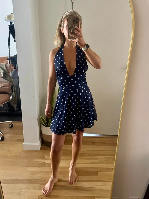 Milumia Navy Polka Dot Halter Dress - Image 5