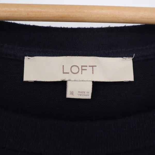 LOFT Womens XL Navy Blue Bishop Sleeve Ribbed Cuff Boat Neck Knit Blouse Top - Image 3